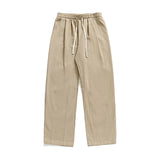 WIAOFELLAS  -  Men Beige Casual Pants Harajuku Baggy Cotton Trousers Straight Pant Men Oversized Pocket Design 2025 New Autumn Pants