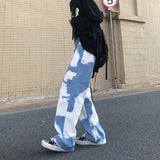 Wiaofellas  -  Trend Brand Gradient Tie Dye Jeans for Men Loose Fit Plus Size High Street Couple Wide Leg Straight Leg Camouflage Dad