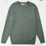 WIAOFELLAS  -  Casual Long Sleeve O Neck Knit Sweater Mens T Shirt Autumn Winter Fashionable Solid Color Jumpers For Men Daily Leisure Sweaters