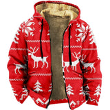 WIAOFELLAS  -  Zipper Hoodies for Men and Women Christmas Elements Winter Red Coat Long Sleeve Sweatshirt Casual Hooded Jacket