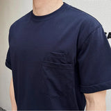 Wiaofellas  -  Trendy Pockets Pure Color Cotton T Shirt Men Short Sleeve O Neck Casual Tees For Male Summer Fashion Simple Loose Mens T-shirts
