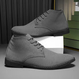 WIAOFELLAS  -  Classic Grey Dress Shoes Man Pointed-Toe Flat Comfortable Man Shoes High Top Designer Luxury Large Size 46 Leather Casual Shoes