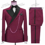 Wiaofellas  -  Italian Style Suits For Men Slim Fit Groom Tuxedo Wedding Double Breasted Formal Jacket With Pants Custom Male Fashion
