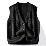WIAOFELLAS  -  Cardigan Sweater for Men Autumn Winter Casual Knit Coat Loose Vest Sleeveless Vest for Men Sleeveless Cardigan Sweater Fashion