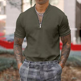 WIAOFELLAS  -  New Mens Polo Shirts Short Sleeve Zipper Stand Collar Men Clothing Summer Casual Slim Polo Shirt Tops Printing T Shirt