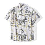 Wiaofellas  -  Hawaii Vacation Style! New American Collar Half Sleeve Floral Shirt Lightweight Breathable Loose Short Sleeve Men Summer Shirt