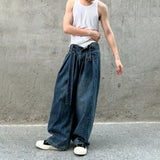 WIAOFELLAS  -  Mens Long Pants Washed Contrasting Casual Jeans Seasonal Streetwear Daily  No Ironing Straight Leg Pants Men's Clothing Unisex