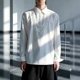 WIAOFELLAS  -  Spring New Men's Solid Color Embroidered Long-Sleeve Shirt French Retro Fashion Trendy High Street Loose Casual Niche Men's Top