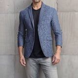 WIAOFELLAS  -  Business Men Style Casual Suit Jackets Fall Fashionable Turn-down Collar Button-up Blazer Jacket For Mens Vintage Slim Coat