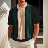 WIAOFELLAS  -  Summer New Men Knit Polo Shirts Stripe Contrast Color Shirts High Quality Luxury Knitwear  Short Sleeve Lapel Polo Tshirt