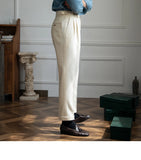 WIAOFELLAS  -  Neapolitan Men's Casual Busin Pants Autumn Season Slim Fit Briti Sle Nine Point Straight Leg Trousers for Young Men