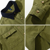 WIAOFELLAS  -  Spring color matching cotton long sleeve shirt men's American casual coat loose large size men's shirt