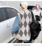 WIAOFELLAS  -  New Autumn Winter Fashion Trend Casual Vneck Cardigan Vest For Men Highquality Korean Version Loose Comfortable Versatile Jacket