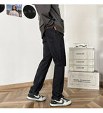 WIAOFELLAS  -  New Autumn Style Versatile Trendy Brand Loose Slimming American High Street Trousers Washed Casual Straight Wide Leg Jeans