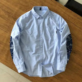 WIAOFELLAS  -  Fashionable Retro Street Patchwork Solid Color Shirt For Men 2024 Spring And Summer New American Style Casual Long-Sleeved Shirt