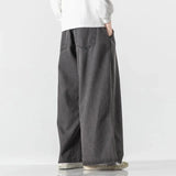 WIAOFELLAS  -  New Korean Men's Baggy Jeans Basic All-match Solid Color Wide Leg Denim Pants Fashion Casual Baggy Trousers Blue Black
