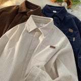 Wiaofellas  -  Men's New Autumn and Winter Corduroy Long-sleeved Loose Thickened Trendy Casual Polo Shirt