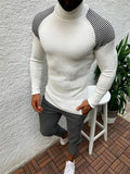 WIAOFELLAS  -  Men's Long-Sleeved Sweater Spring And Autumn New Slim-Fit High-Neck Urban Youth Knitted Casual Large-Size Sweater