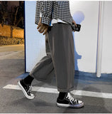 WIAOFELLAS  -  Wide Leg Pants Men Drape Straight Loose Harajuku Vintage Japan Style Ankle-length Trousers Cozy Versatile Black Pantalones Male