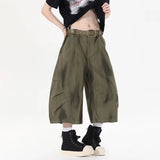 WIAOFELLAS  -  Fashion Men's Patchwork Pleated Do Old Denim Cargo Shorts Vintage High-waisted Casual Short Pants Male 2025 Summer