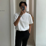 WIAOFELLAS  -  Summer Cotton Short-sleeved T-shirt Men Fashion 3-color Casual T-shirt Men Korean Version Loose O-neck T Shirt Mens Top M-2XL