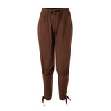 Wiaofellas  -  Men's Retro Medieval Pants Summer Linen Pirate Drawstring Pant Halloween Adult Cosplay Men Casual Trousers