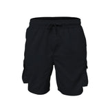 Wiaofellas  -  New Summer Pure Color Drawstring Shorts Men Vintage Patches Pockets Design Cargo Shorts Casual Tie-up Loose Straight Shorts Male