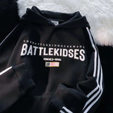 WIAOFELLAS  -  Retro American Striped Letter Hoodie Unisex Fleece Lined Jacket Cotton Full Sleeve Hooded Sweatshirt for Men And Women