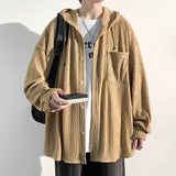 WIAOFELLAS -  Men's Jacket Youth Solid Coats Oversize Casual Sport Outdoor Coat Male Full Zip Fashion Hoodies