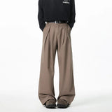 WIAOFELLAS  -  Black Brown Suit Pants Men Fashion Society Mens Dress Pants Korean Loose Wide Leg Pants Mens Office Formal Trousers Plus Size