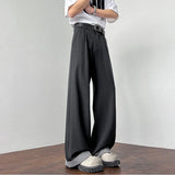 WIAOFELLAS  -  New Simple Men's Suit Pants Drape Striped Design Pleated Contrast Color Straight Wide Leg Male Trousers All-match