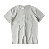 WIAOFELLAS  -  265g Thick Retro Cotton Heavy T-shirts Seamless Round Neck Pocket Short-sleeved Tshirts Men Tops Tee Breathable Skin-friendly