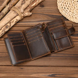 WIAOFELLAS  -  High Quality Genuine Leather Card Wallet Men Women RFID Genuine Leather Short Wallet Multi Cards Slots Button Man Purse