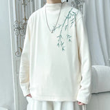 WIAOFELLAS  -  Winter Soft Velvet Printed T Shirt Couples Fashion Mock Neck Long Sleeve T-shirt Men's Warm Solid Tshirts Men Tees Tops