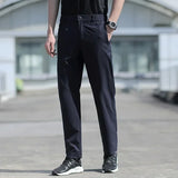 Wiaofellas  -  Ice Silk Men's Summer Pants Elastic Waist Straight Leg Trouser Male Quick Dry Big Size Large Plus Stretch 6XL 7XL Work Outdoor