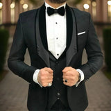 Wiaofellas  -  Formal Wedding Suits For Men Slim Fit 3 Pcs Groom Tuxedo Ternos Formal Fashion Costume (Jacket + Vest + Pants)