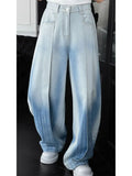 WIAOFELLAS  -  American Heritage Jeans 2025 Wide Leg Vintage Wash Unisex Oversized Denim Pants Artisanal Detailing Spring Summer Essential