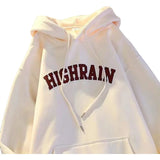 Wiaofellas  -  American Style Casual Hoodie Letter Print Loose Fit Unisex Autumn Winter Versatile Couple's Wear Cotton Long Sleeve Coat