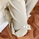 Wiaofellas High Street Design Sense Bandage Pants Men And Women Spring Retro Ruffian Handsome Hip-hop Button Casual Straight Trousers