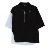 Wiaofellas  -  Summer Polo Shirt Men Short Sleeve Patchwork Harajuku Style Mens Fashion Shirt Hip Hop Top Tees Male Clothing Shirts E208