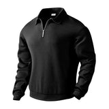 Wiaofellas  -  Autumn New Casual Sweatshirts Men Long Sleeve Zipper Polo Collar Pullovers For Mens Vintage Jacquard Sweatshirt Streetwear