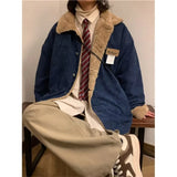 WIAOFELLAS  -  fashion trend warm leisure commuting corduroy jacket men's winter loose plush plus velvet padded leisure lapel jacket cloth