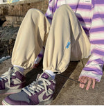 WIAOFELLAS  -  Trendy White Dstring Trousers for Men Casual Loose Fit Low Waist Long Pants Youthful Energy Sle Summer Thin Material