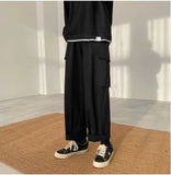 Wiaofellas  -  Men's Workwear Pants Straight Leg Loose Fit Faionable Japanese Sle Wide Leg Pants Hong Kong Sle Versatile Trendy Nine