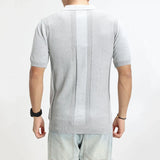 Wiaofellas  -  Men Solid Color Knitted Polo Shirt Short Sleeve Zipper Lapel Casual Breathable Slim Fit Daily Wear Business Top New Arrival
