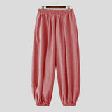 Wiaofellas  -  Men Plaid Pants Elastic Waist Joggers Loose Casual Wide Leg Trousers Men Streetwear Baggy Fashion Male Long Pants