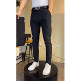 WIAOFELLAS  -  New Solid High Quality Trousers Men's Casual Pants Soft Tight Stretch Business Trousers Social Workers Men's Suit Pants A73