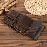 WIAOFELLAS  -  High Quality Genuine Leather Card Wallet Men Women RFID Genuine Leather Short Wallet Multi Cards Slots Button Man Purse