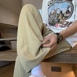 WIAOFELLAS  -  Cotton and Pants Summer Loose Fitting Leisure New Motion Sagging Sensation Straight Cylinder Sweatpants  Men's Pants Solid Color