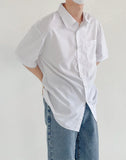 WIAOFELLAS  -  New Men's Casual Business Solid Color Short Sleeve Shirts Classic Pocket Button Up Cargo Shirt Y2K Streetwear Basic Blouse